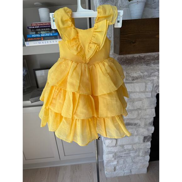 Janie And Jack X Disney Girls Yellow Belle Organza Dress Size 2T - Picture 4 of 6